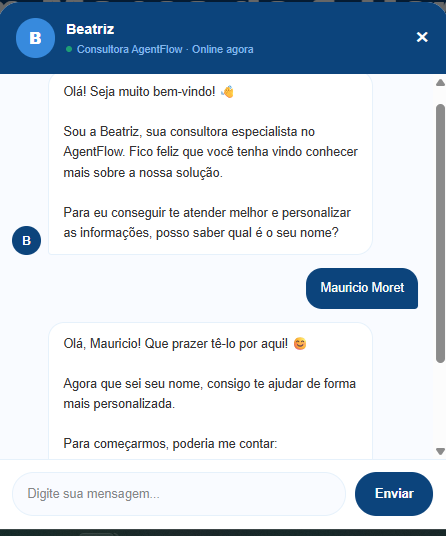 Screenshot do agente Beatriz SDR